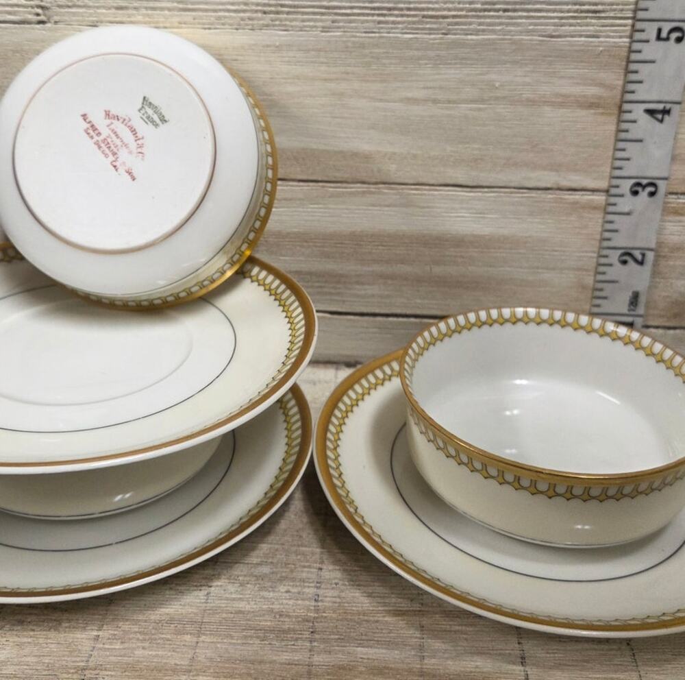 Antique Haviland Limoges Schleiger 278 Finger Bowls Underplates Set of 3/6 pcs
